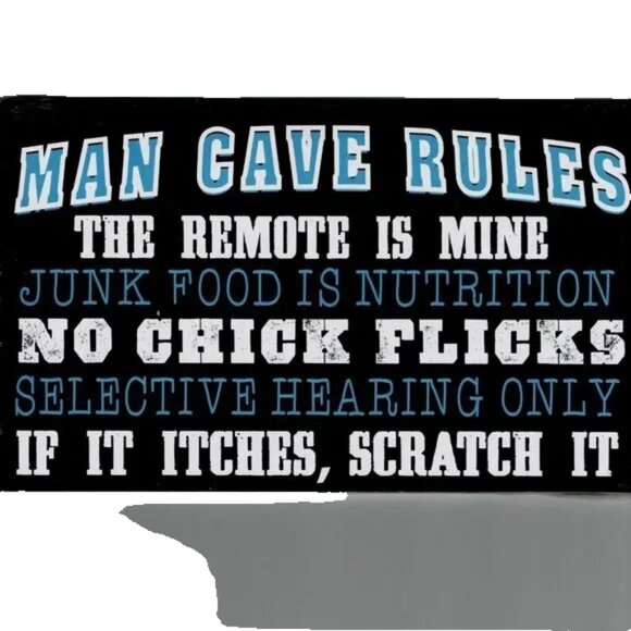 Man Cave Wood Sign Wall Plaque Dad Fathers Day Christmas Gift Man Cave Rules - Picture 1 of 2